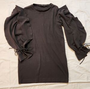 Zara fun &‎ flirty split sleeve sweatshirt mini dress Gray size Medium